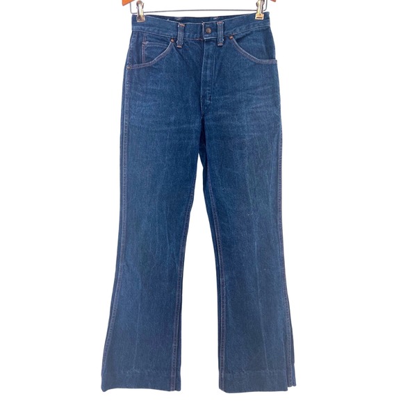 Big Yank Denim - Vintage Big Yank High Waisted Flare Leg Jeans Dark Wash Denim 26x29.5in Western